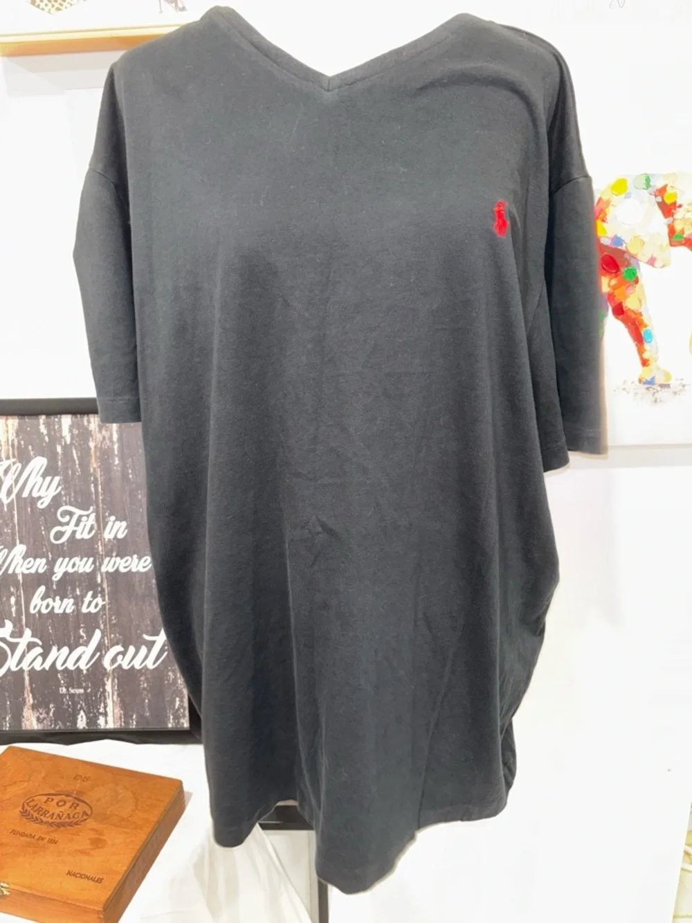 Polo by Ralph Lauren Black V‑Neck Shirt with Red Pony Logo